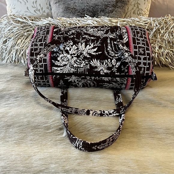 VERA BRADLEY Imperial Toile Medium Duffle Bag Carryon Travel Brown Pink Asian 09 - Picture 9 of 13